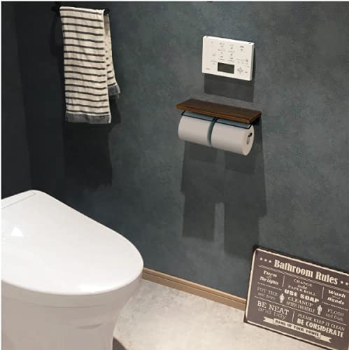 トイレットペーパーホルダー 2連 ウッド スチール 棚付ペーパーホルダー [3]