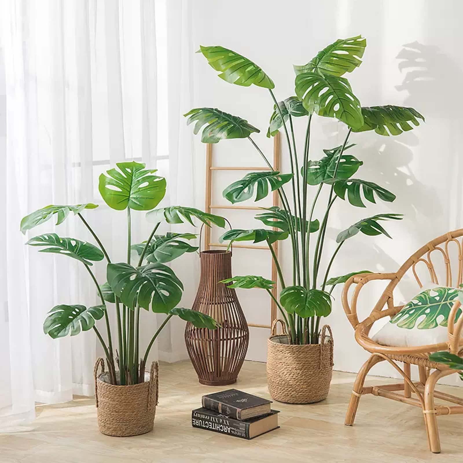 Rakuten - 人工観葉植物 モンステラ フェイクグリーン 光触媒 インテリア 飾り 世話いらず 人気 おしゃれ 水やり不要 枯れない 人工樹木 フェイク植物