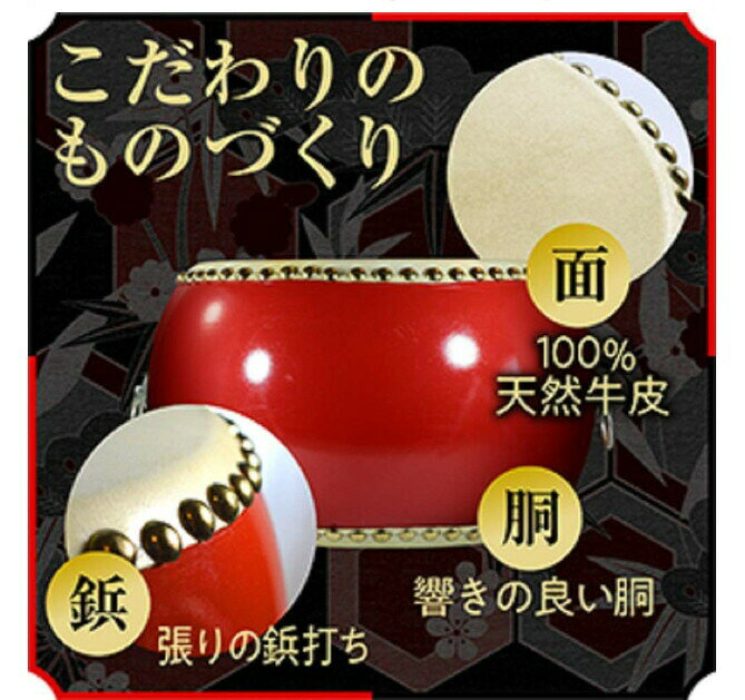 ぴょんぴょんショップの和太鼓セット 牛皮張 首掛けストラップ付き パーカッション 3インチ～10インチ マーチング 演奏会 お遊戯会 牛革 バチ 練習 盛り上げ 和太鼓 打楽器 演奏 子供用 0歳～6歳以上 送料無料｜アングル2