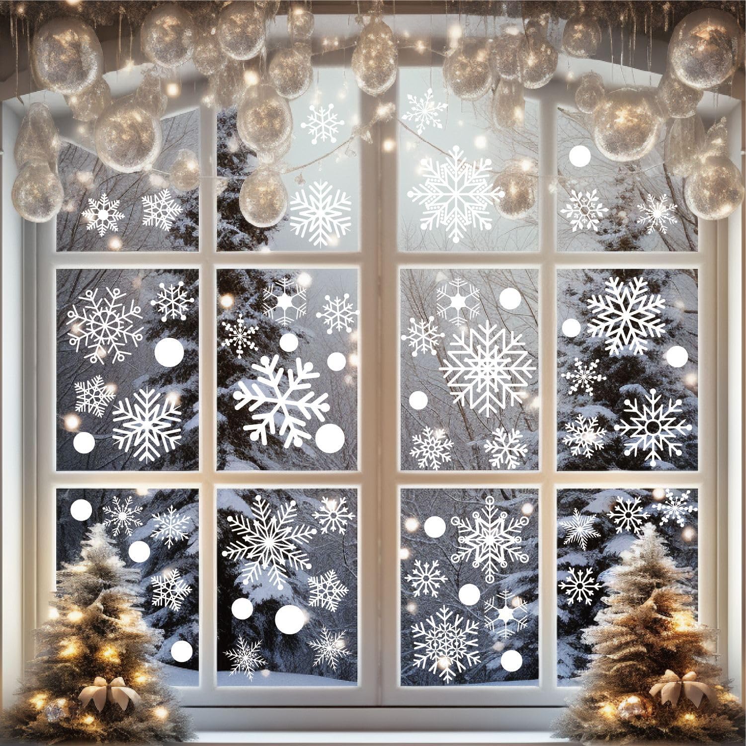 Rakuten - クリスマス ステッカー 静電気ステッカー 197pcs入り クリスマス 飾り 窓ステッカー 雪の結晶シール 防水 剥がせる 汚れない 店舗装飾 部屋 窓 飾り