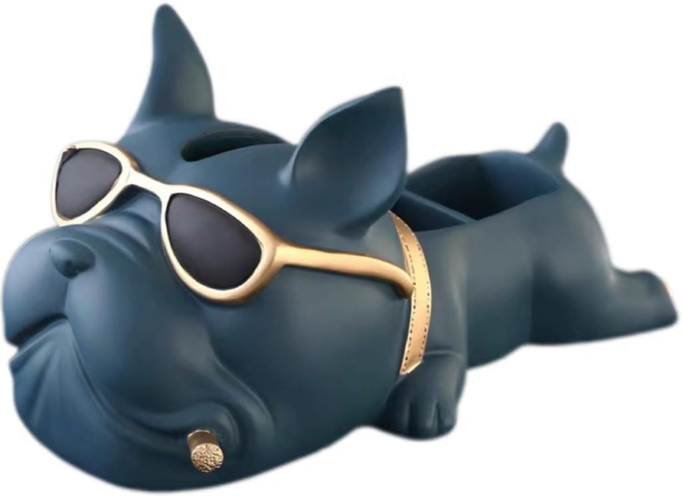 Rakuten - 収納 ティッシュケース ブルドッグ像ペーパータオルホルダークリエイティブなティッシュボックス犬の形のティッシュボックスリビングルーム引き出しボックスキージュエリーボウルリモコン収納ボックス飾り装飾 (ブラック)