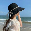 *CLF-50156*SALE『¥3980以上送料無料』 つば広リボン付ハット 春夏秋帽子 無地 フリーサイズ おしゃれ かわいい 韓国風 キャップ 日よけ 日...
