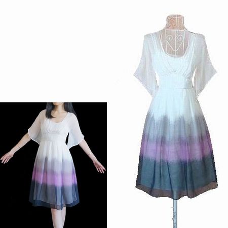 【クーポンで10%OFF】【2点よりどり1万円対象】ワンピース シフォン ピンクスパンコール 綺麗 女らしい ワンピ シフォンワンピース 半袖 夏 ホワイト 優雅 パーティードレス パーティー 結婚式 二次会 20代30代40代 膝丈 ひざ丈 グラデーション パープル グレー 紫