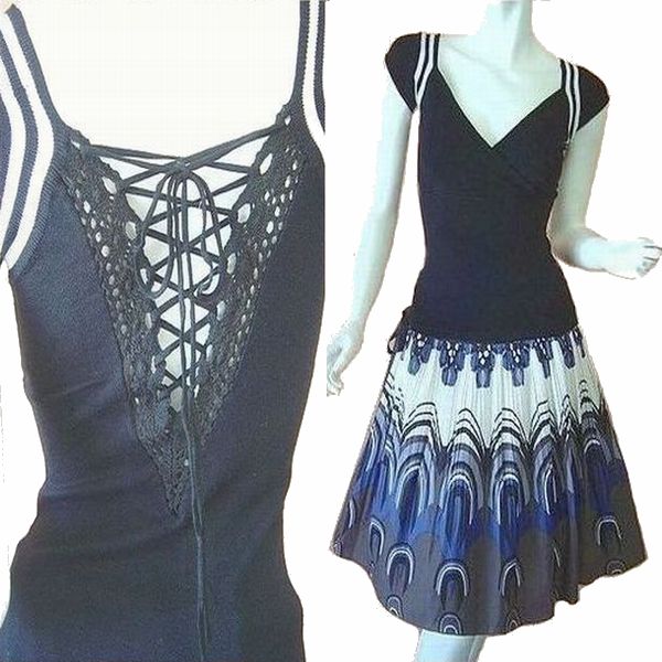 セットアップ 2点セット 背面編み上げ素敵なニット&美しいグラデーションフレアスカート 青 ブルー ホワイト 黒 プリーツ スカート 膝丈 フレア ふんわり プ...