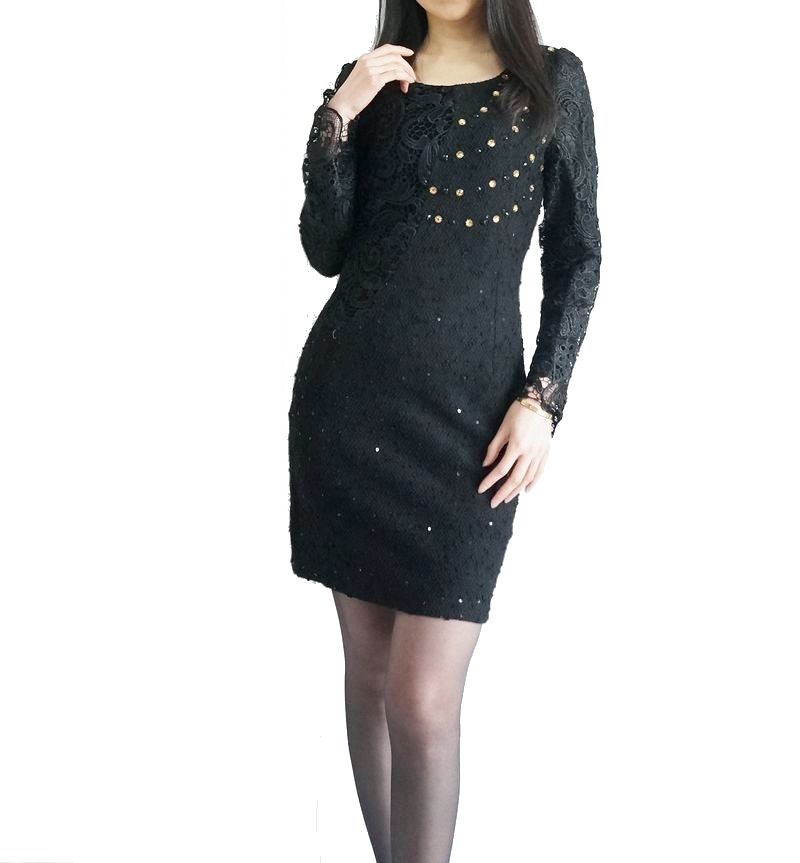 ワンピース レディース フォーマル ワンピース パーティードレス 長袖 お呼ばれ お食事会 ワンピース タイト スレンダー ワンピース ひざ上 膝丈 スパンコール 刺繍 レース きれいめ エレガント