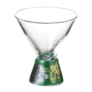 有田焼 福泉窯 有田浪漫グラス SAKE GLASS 台形 染錦葡萄 グリーン