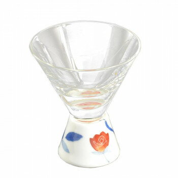 有田焼 伝平窯 有田浪漫グラス SAKE GLASS 台形 赤薔薇