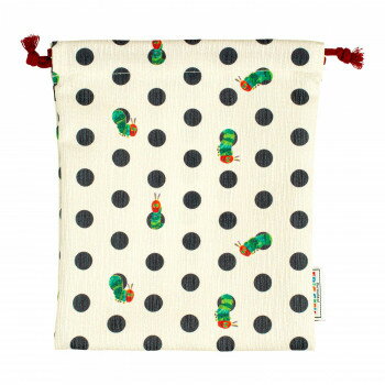 はらぺこあおむし　和雑貨　巾着(小)　水玉ベージュベース　CKEC0013-4