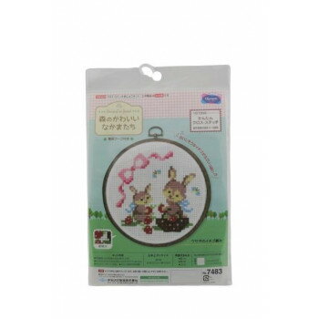 オリムパス　クロス・ステッチ刺しゅうキット　森のかわいいなかまたちシリーズ　ウサギのイチゴ摘み　7483