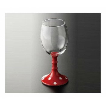 有田浪漫ワイングラス　水玉　赤・INT-101-2-1