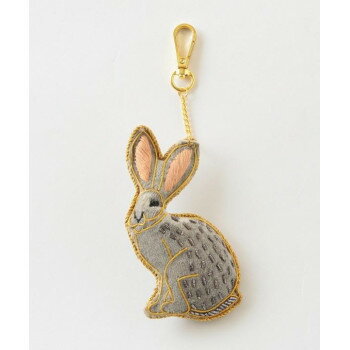 東京かんかん ザリ刺繍キーホルダー グレーラビット M21-2020
