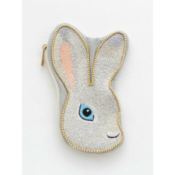 東京かんかん うさぎ刺繍ポーチ グレー M42-2009GY