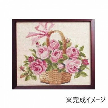 ししゅうキット　887(ベージュ)　花・風景シリーズ　バラの花かご
