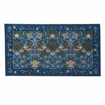 川島織物セルコン Morris Design Studio イチゴドロボウ マット 約67×120cm FH1709A B ブルー