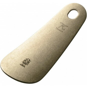 田辺金具 靴ベラ　革付き　真鍮ダメージ仕様個箱入