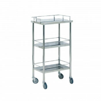 高田ベッド製作所 3段ステンレス器械卓子(ステンレス製ワゴン) キャスター付き TB-65