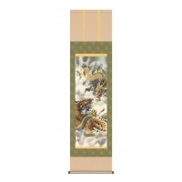 長江桂舟 開運掛軸(尺三) 「龍虎図」桐箱入り MD3-016