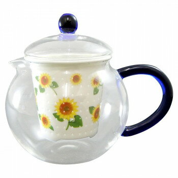 有田焼 セランドグラス おしゃれポット 500cc 誕生花 8月 ひまわり FC-550B