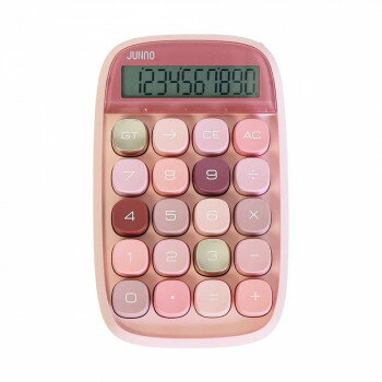 「北海道・沖縄・離島・一部地域へのお届けは別途送料を請求させていただきます。」「お客様都合でのキャンセルの場合、出荷前後にかかわらずキャンセル料などの手数料が発生いたしますので予めご了承ください。」「メーカーより取り寄せ商品のため、在庫状況によっては欠品・廃盤の可能性があります。あらかじめご了承ください。」まるっとかわいいボタン、レトロなカラー、ころんとしたフォルム。まるでタイポライターのように、ぽこぽこ心地よい押し心地が楽しめる電卓です。勉強やお仕事が、ちょっぴり楽しくなるアイテムです。丸みを帯びたキーキャップと、程よい押しごたえのあるボタンが、まるでタイプライターやレトロなPCキーボードのような感覚。押すたびに心地よいクリック感があり、使うほどに愛着が湧きます。インテリアとしても映えるデザインで、オフィスや勉強机に置くだけで気分が上がる色使い。大きめの液晶画面で視認性が高く、長時間の使用でも目が疲れにくい設計。基本的な計算機能はもちろん、「GT(グランドトータル)」や「CE(クリアエントリー)」など、実用的な機能も備えています。片手でも持ちやすく、デスク上でも邪魔にならないコンパクト設計。外出先での使用にも適しており、バッグに入れて持ち運びもしやすいです。サイズW95×H30×D150mm個装サイズ：19×9.8×3.7cm重量150g個装重量：180g素材・材質ABS生産国中国fk094igrjs