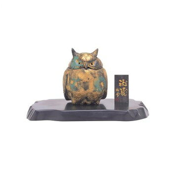 incense Burners - 日本香堂 香炉 福籠(梟)敷台付(鉄製) 高岡銅器 79706