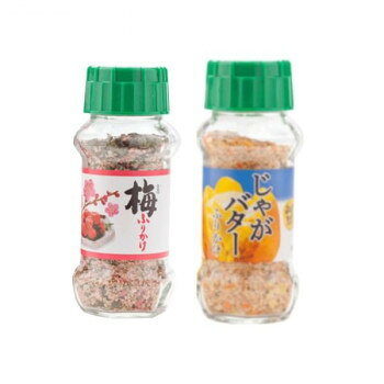 「北海道・沖縄・離島・一部地域へのお届けは別途送料を請求させていただきます。」「お客様都合でのキャンセルの場合、出荷前後にかかわらずキャンセル料などの手数料が発生いたしますので予めご了承ください。」「メーカーより取り寄せ商品のため、在庫状況によっては欠品・廃盤の可能性があります。あらかじめご了承ください。」梅ふりかけは、梅・しその風味をいかしたふりかけです。しそを使用し、鰹・胡麻・海苔で風味を高めています。じゃがバターふりかけは、北海道名物のじゃがバターをふりかけにしました。北海道産のじゃがいもを使用し、バターの風味がきいた商品になっています。内容量梅ふりかけ:85g/個、じゃがバターふりかけ:65g/個サイズ個装サイズ：34.8×17.2×43.5cm重量2250g個装重量：12000g仕様賞味期間：製造日より360日セット内容梅ふりかけ:85g×15個、じゃがバターふりかけ:65g×15個生産国日本栄養成分(100g当たり)梅ふりかけ:熱量:353kcal、たんぱく質:12.4g、脂質:12.0g、炭水化物:48.8g、食塩相当量:21.9gじゃがバターふりかけ:熱量:406kcal、たんぱく質:10.3g、脂質:10.5g、炭水化物:67.5g、食塩相当量:7.1g原材料名称：ふりかけ【梅ふりかけ】梅風味顆粒(食塩、乳糖、砂糖、その他)(国内製造)、ごま、ポテトフレーク、かつお風味顆粒(乳糖、食塩、鰹節粉末、砂糖、その他)、ぶどう糖、脱脂小麦胚芽、乾燥加工梅、のり、食塩、あおさ、醤油、でん粉、砂糖、トマトパウダー、デキストリン/調味料(アミノ酸等)、加工でん粉、貝Ca、着色料(紅麹、カロチノイド、ラック、赤キャベツ、カラメル)、酸味料、香料、甘味料(ステビア、カンゾウ)、(一部に 乳成分・小麦・さば・大豆・ゼラチン・ごまを含む)【じゃがバターふりかけ】ポテトフレーク(じゃがいも(北海道産))、ごま、 ぶどう糖、カボチャフレーク(小麦粉、カボチャペースト、乾燥ポテト、砂糖、馬鈴薯澱粉、その他)、 食塩、 ニンジンフレーク(小麦粉、乾燥ポテト、馬鈴薯澱粉、砂糖、その他)、 バターパウダー、 醤油、 でん粉、 砂糖、発酵調味料、 魚醤、 デキストリン、 野菜エキス、 酵母エキス/ 調味料(アミノ酸等)、 着色料(カラメル、カロチノイド)、 貝Ca、 加工でん粉、 香料、 酸化防止剤(V.E)、 甘味料(ステビア、カンゾウ)、 (一部に乳成分・小麦・大豆・豚肉・ごまを含む)アレルギー表示乳、小麦、ごま、さば、大豆、豚肉、ゼラチン（原材料の一部に含んでいます）保存方法直射日光などの高温や多湿を避けて、保存してください。製造（販売）者情報製造者:株式会社みなり/広島県東広島市河内町下河内636fk094igrjs