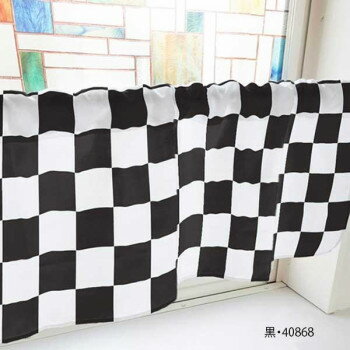 カフェカーテン ブロックチェック 800×450mm　黒・40868