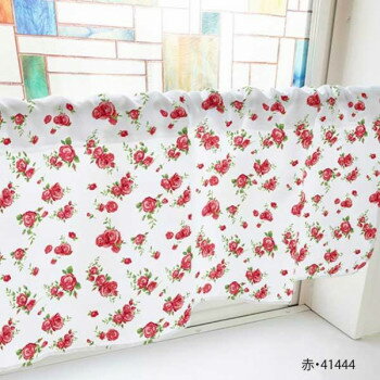 カフェカーテン バラ 800×450mm　赤・41444