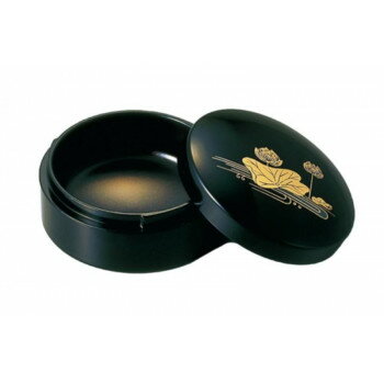 切立香合 木質製 2.5寸 黒(内梨地) 蓮 4203254401021(3)