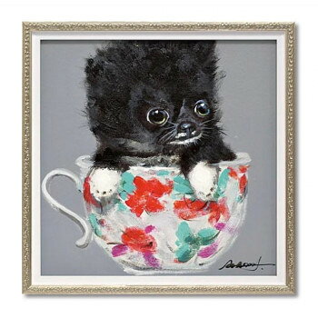 オイル ペイント アート「ティーカップ ドッグ2」 Sサイズ OP-07002