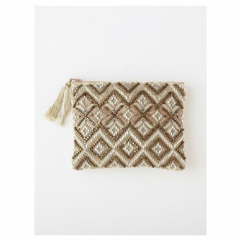 東京かんかん ビーズ刺繍フラットポーチ ゴールド M42-0862GD