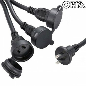 OHM フタ付作業用延長コード 3つ又 2.5m HS-EW3025F3-K