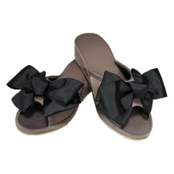 ヴィヴィアン スリッパ リボン グレージュ/ブラック M 71017SP-GB/BK