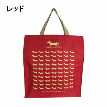 優美社　3L13-01　WHOLLY （ウォーリー） プリント角型手提げ大 レッド