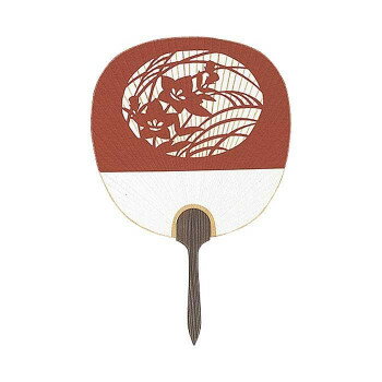 日本製(MADE IN JAPAN) うちわ 窓辺 (赤) 片面透かし 2142