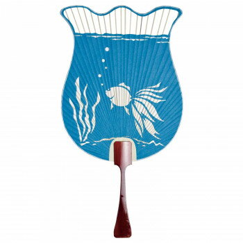 日本製(MADE IN JAPAN) うちわ 水映え (青) 片面透かし 2206