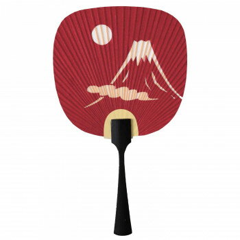 日本製(MADE IN JAPAN) 豆都うちわ 富士(赤) 3509