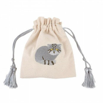 アニマル刺繍巾着ポーチ2 07/マヌルネコ F238110-07