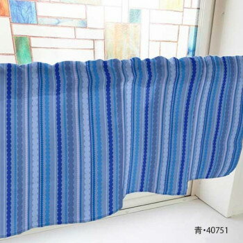 カフェカーテン 水玉ストライプ 1000×450mm　青・40751