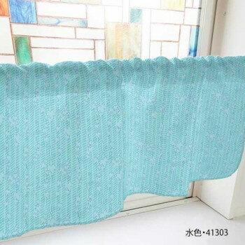 カフェカーテン ツル草 1000×450mm　水色・41303