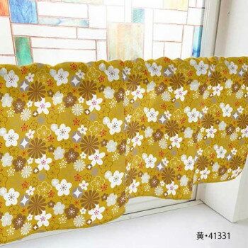 カフェカーテン 花 1000×450mm　黄・41331