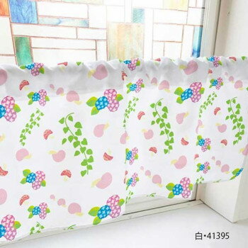 カフェカーテン カタツムリ アジサイ ツタ 1000×450mm　白・41395