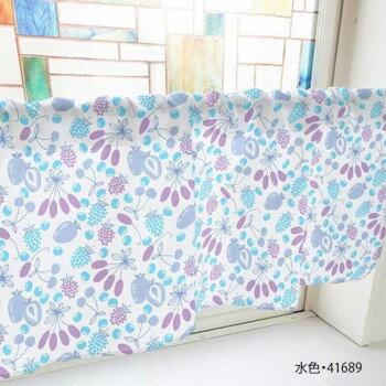 カフェカーテン ベリー 1000×450mm　水色・41689