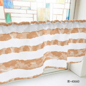 カフェカーテン ランダムボーダー 800×450mm　茶・40660