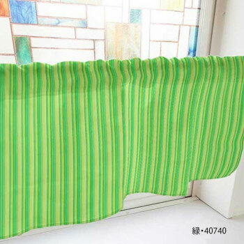 カフェカーテン 細ストライプ 800×450mm　緑・40740