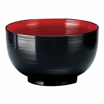 福井クラフト　4.5寸刷毛目丼 黒内朱 41000560