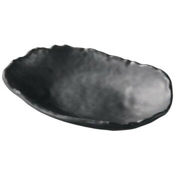 福井クラフト　メラミン22.0ひねり小判渕上皿黒マット 51024790