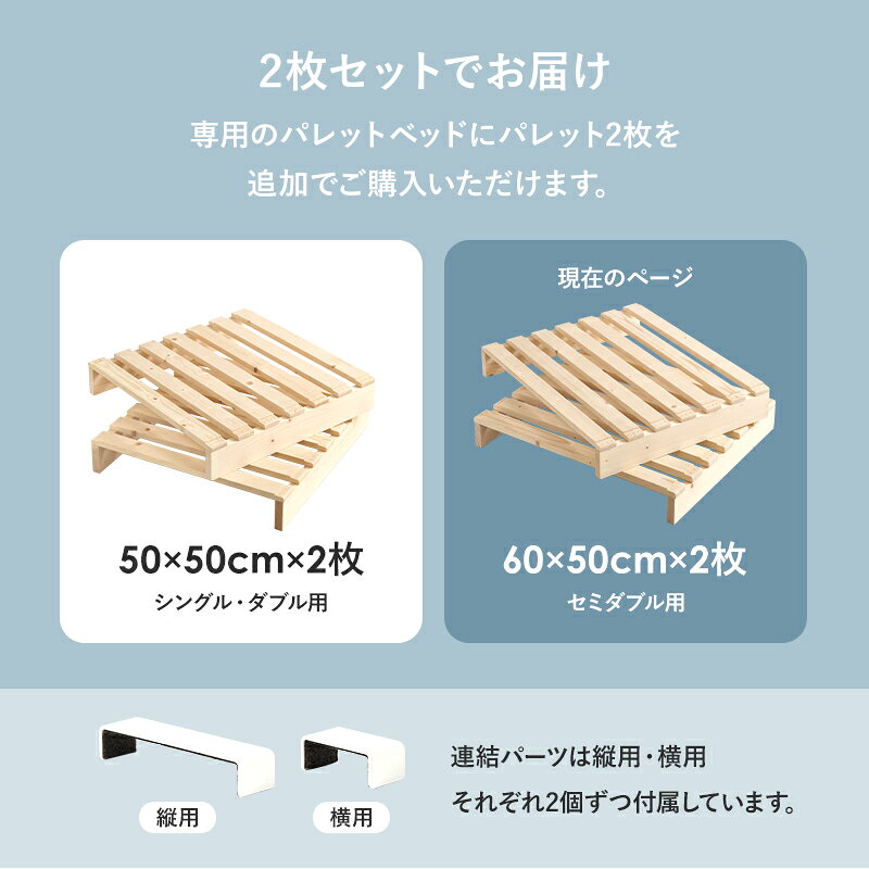QUOLIのパレットベッド専用 追加床板2枚組｜アングル2