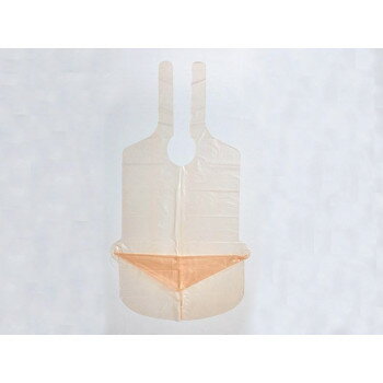 ハクゾウメディカル ハクゾウポケット付き食事用エプロン オレンジ 100枚入 3024505