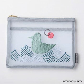ヒサゴ ムラタトモコ 刺繍メッシュポーチ Seabird(海鳥) UTN311