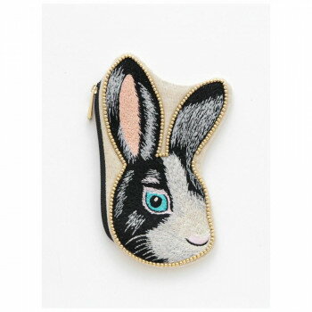 東京かんかん うさぎ刺繍ポーチ ブラック M42-2009BK